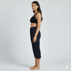 Cotton Hosiery Navy Plain Diamond Capri