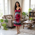 Fancy Grey Sleepwear Nighty With Panty Set
