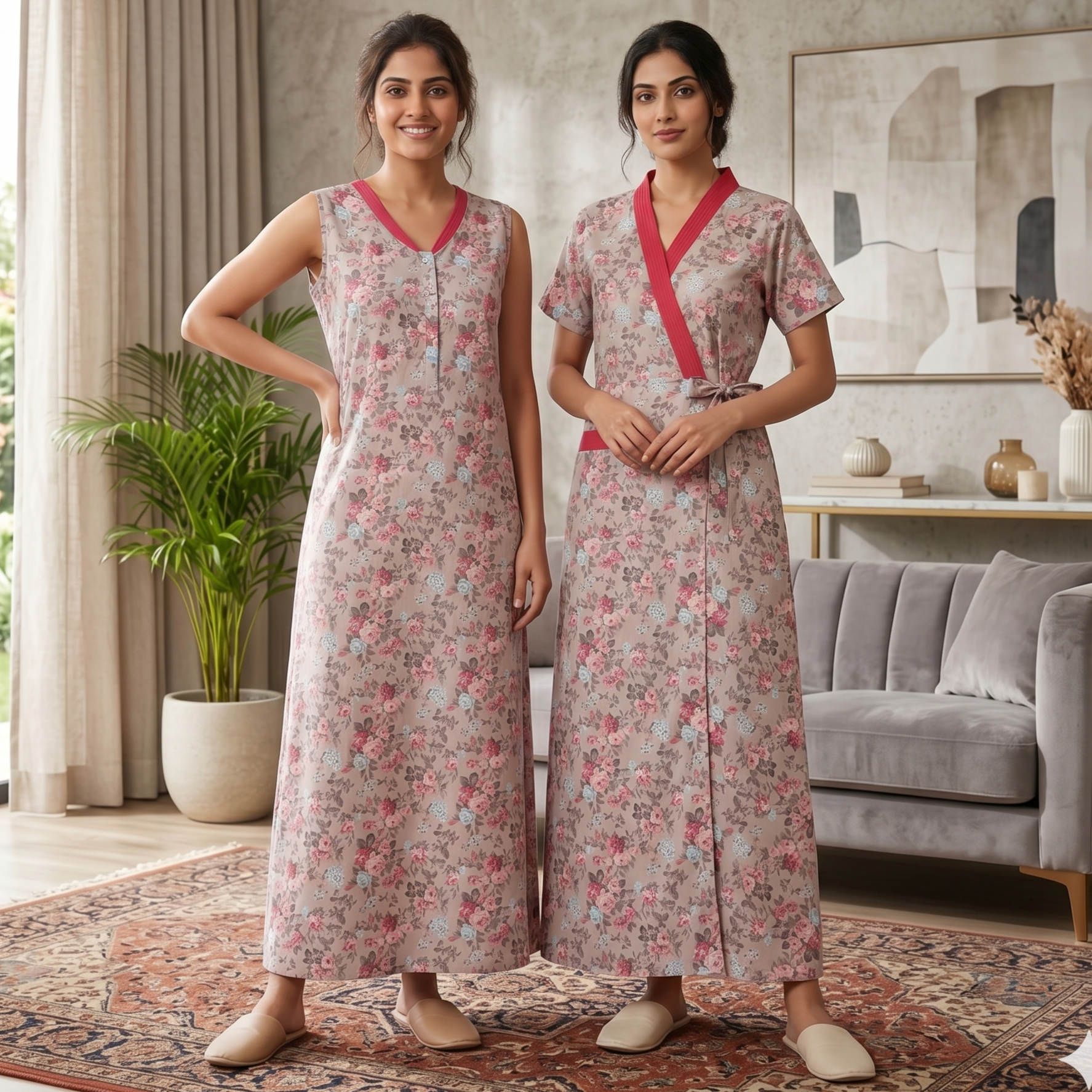 Bizzy Lizzy Pink Tulip 2pc Set Housecoat