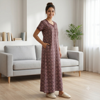 Pure Cotton A-Line Maroon Stock Nighty