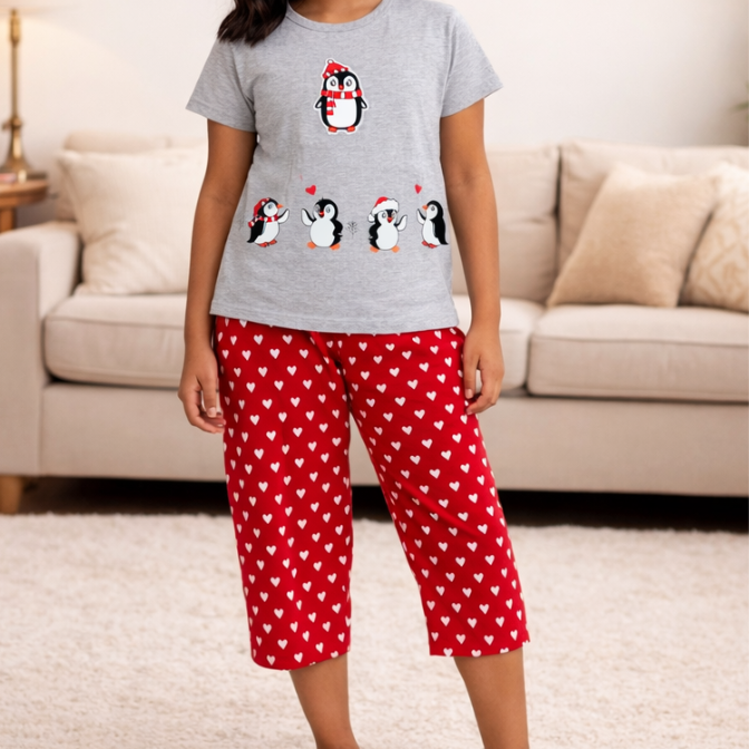 Premium Cotton Hosiery Capri Night Suit