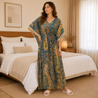 Pure Cotton Blue Daisy Kaftan Nighty
