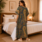 Pure Cotton Blue Daisy Kaftan Nighty