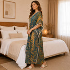 Pure Cotton Blue Daisy Kaftan Nighty