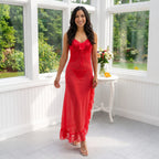 Fancy Hot Red Sleepwear Nighty With Panty Set