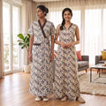 Bizzy Lizzy Light Brown Daffodils 2pc Set Housecoat
