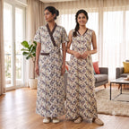 Bizzy Lizzy Light Brown Daffodils 2pc Set Housecoat