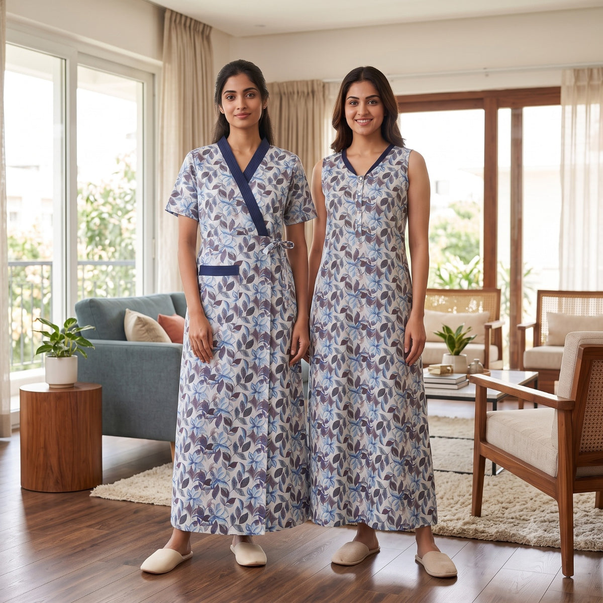 Bizzy Lizzy Light Blue Daffodils 2 pc Set Housecoat