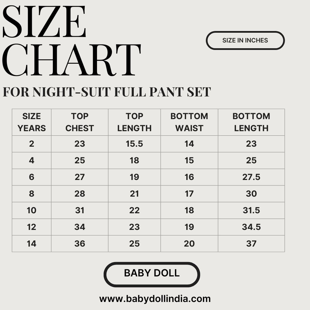 Premium Cotton Hosiery Girls Night Suit