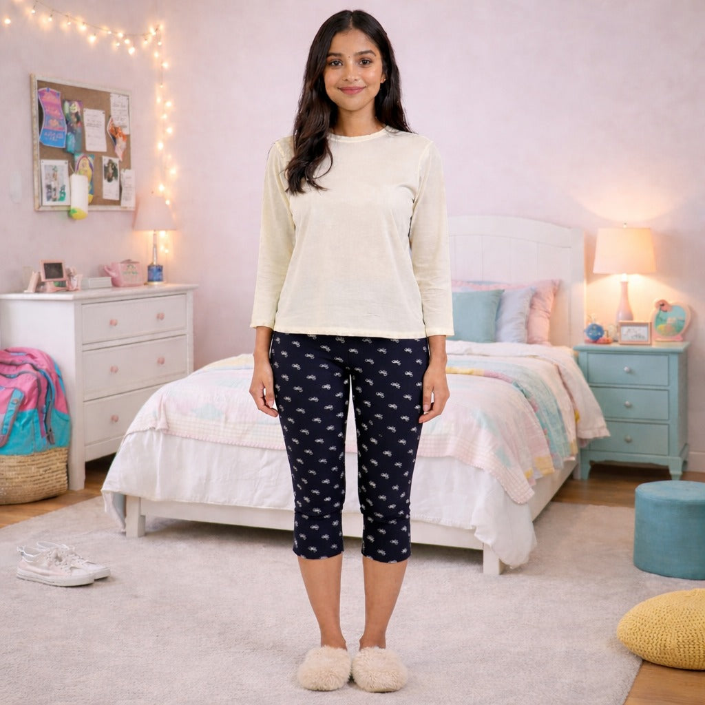 Premium Cotton Hosiery  3/4 Length Capri