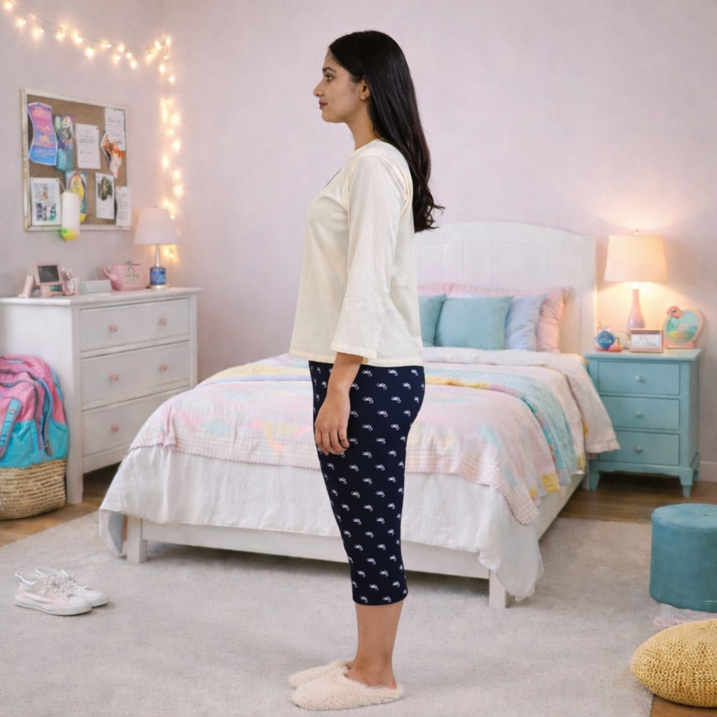 Premium Cotton Hosiery  3/4 Length Capri