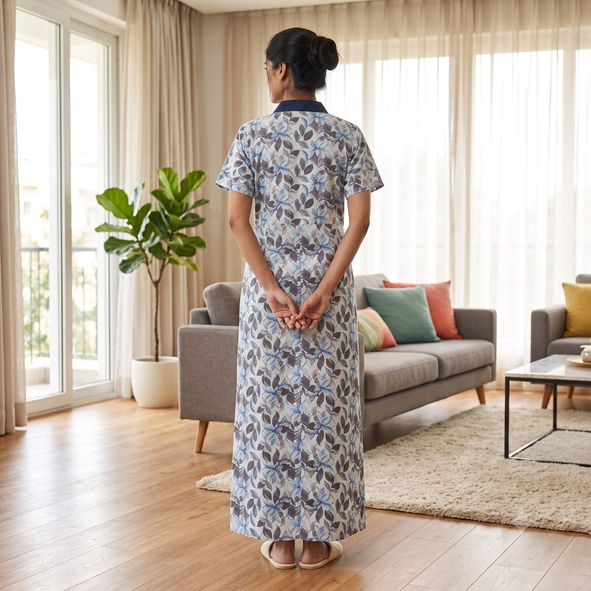 Bizzy Lizzy Light Blue Daffodils 2 pc Set Housecoat