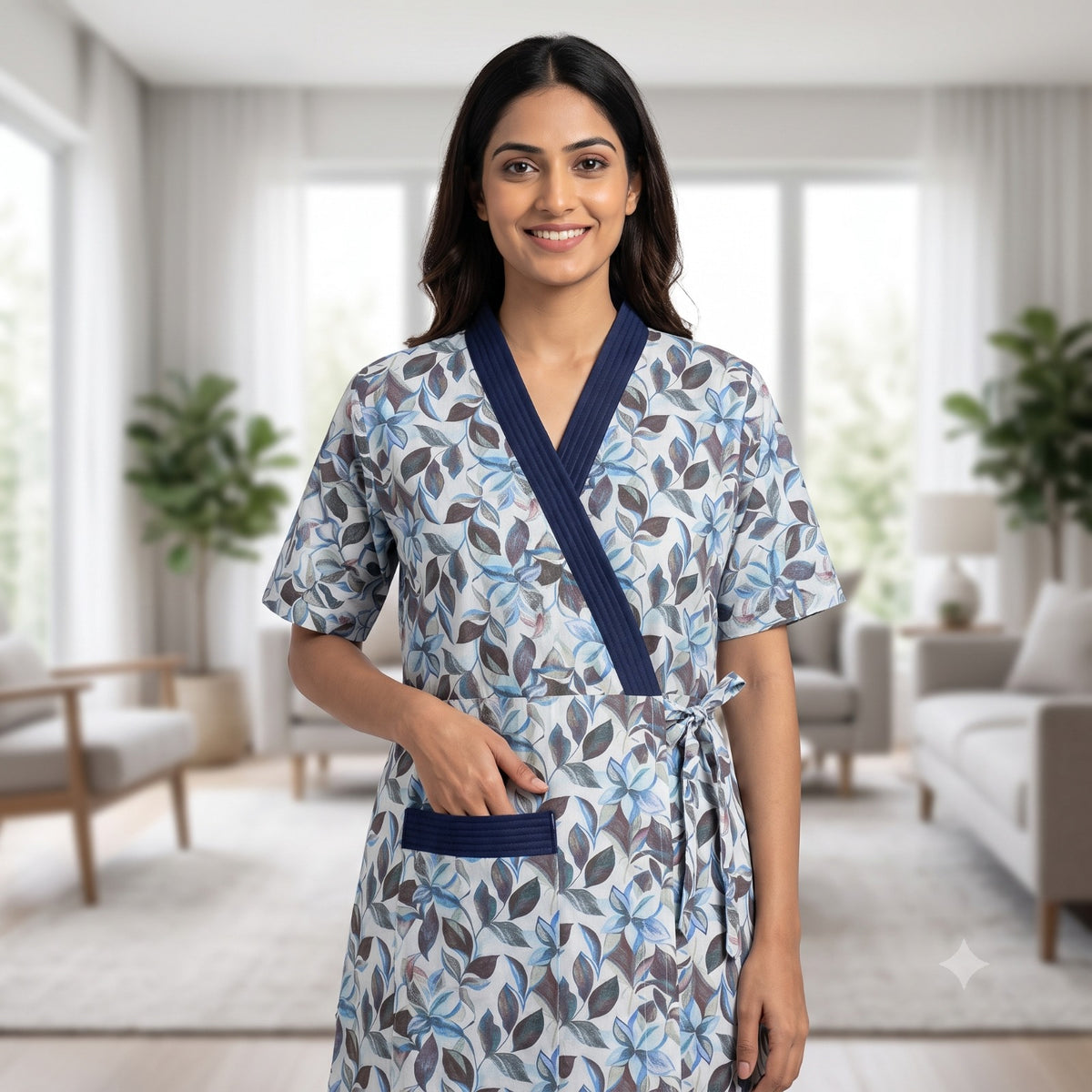 Bizzy Lizzy Light Blue Daffodils 2 pc Set Housecoat