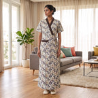 Bizzy Lizzy Light Brown Daffodils 2pc Set Housecoat