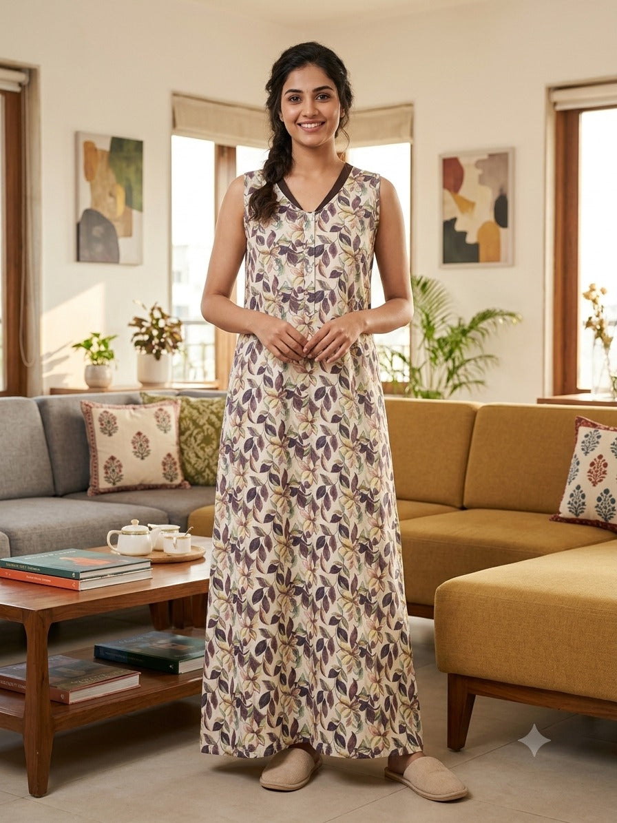 Bizzy Lizzy Light Brown Daffodils 2pc Set Housecoat