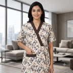 Bizzy Lizzy Light Brown Daffodils 2pc Set Housecoat