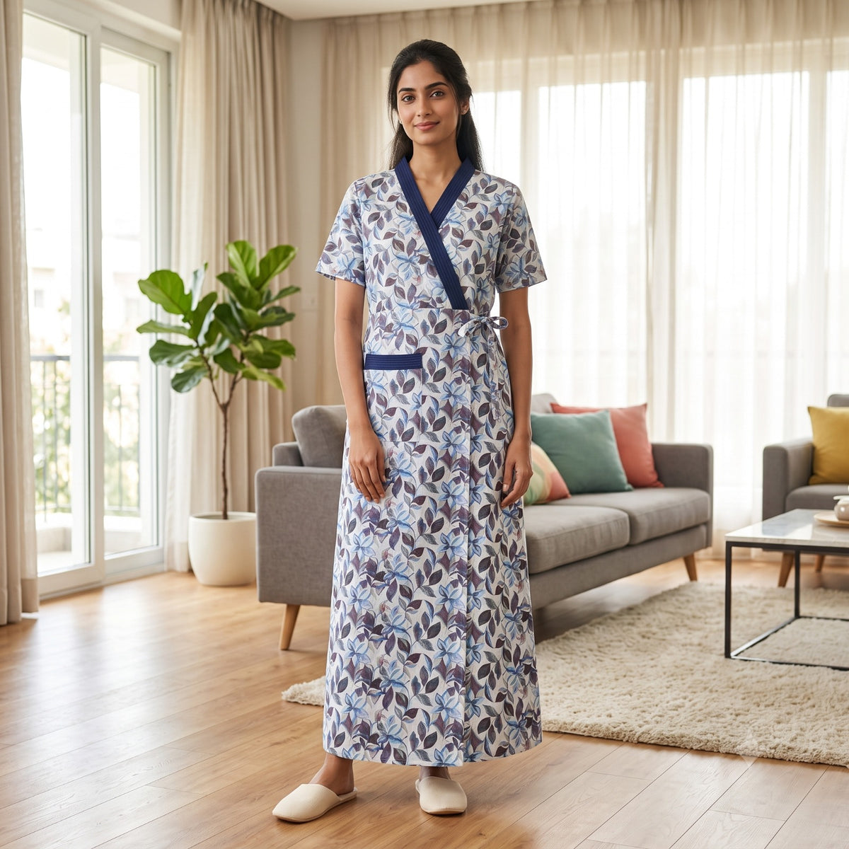 Bizzy Lizzy Light Blue Daffodils 2 pc Set Housecoat