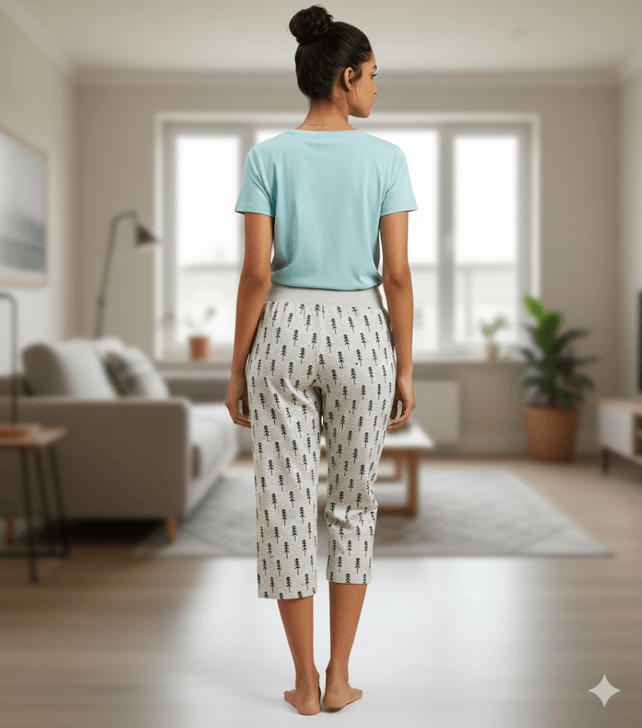 Cotton Hosiery Grey Diamond Capri