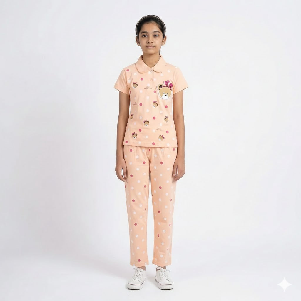 Premium Cotton Hosiery Girls Night Suit