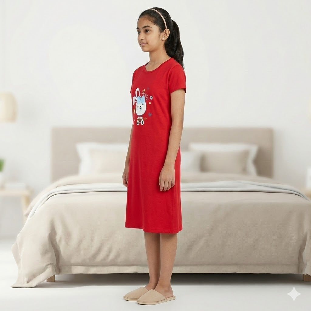 Super Soft Cotton Hosiery Girl's Nighty